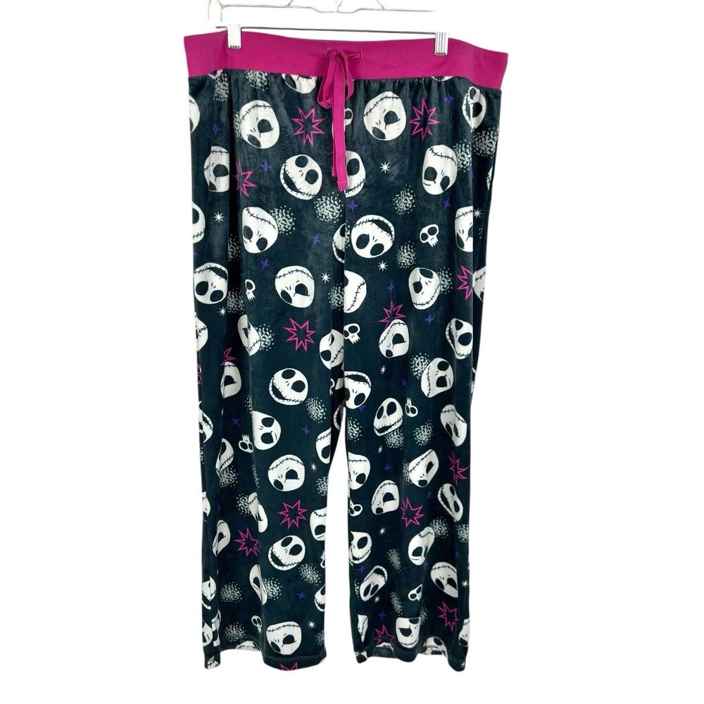 Disney Nightmare Before Christmas Black Pink Cozy Lounge PJ Bottoms Women XXL